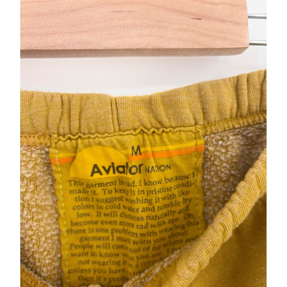B52 Aviator Nation Rainbow Stitch Sweatpants Medium Chevron Stripe Yellow - Picture 12 of 13